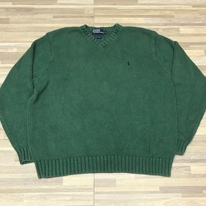 Vintage Ralph Lauren knit cotton green XL sweater